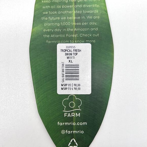 FARM RIO Tropical Fresh Bikini Top Womens XL White Green Blue Multi Textured NEW - Picture 11 of 11